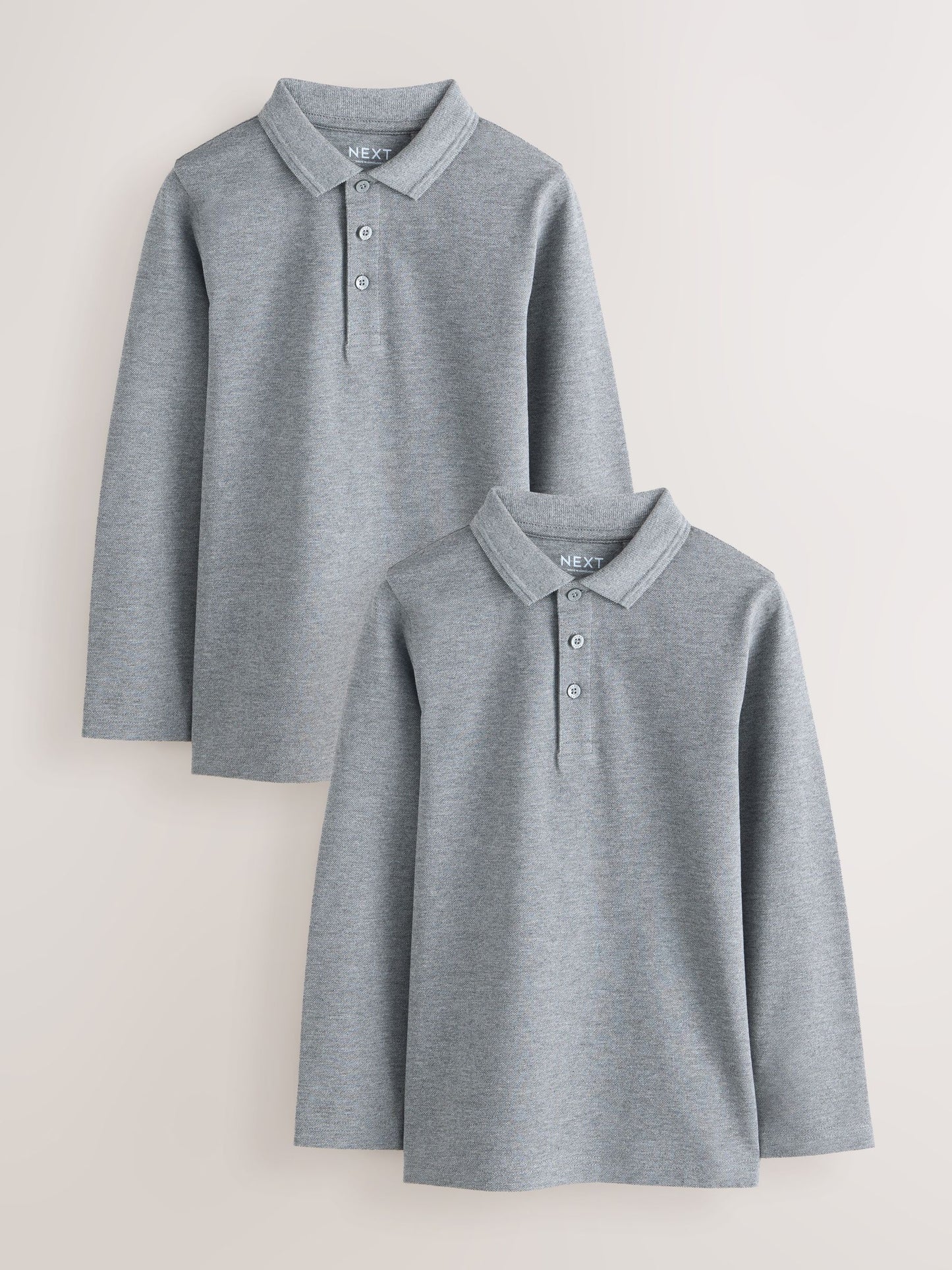 Dsiney Kidz - Grey Long Sleeve School Polo Shirts 2 Pack (3-16yrs) image 1