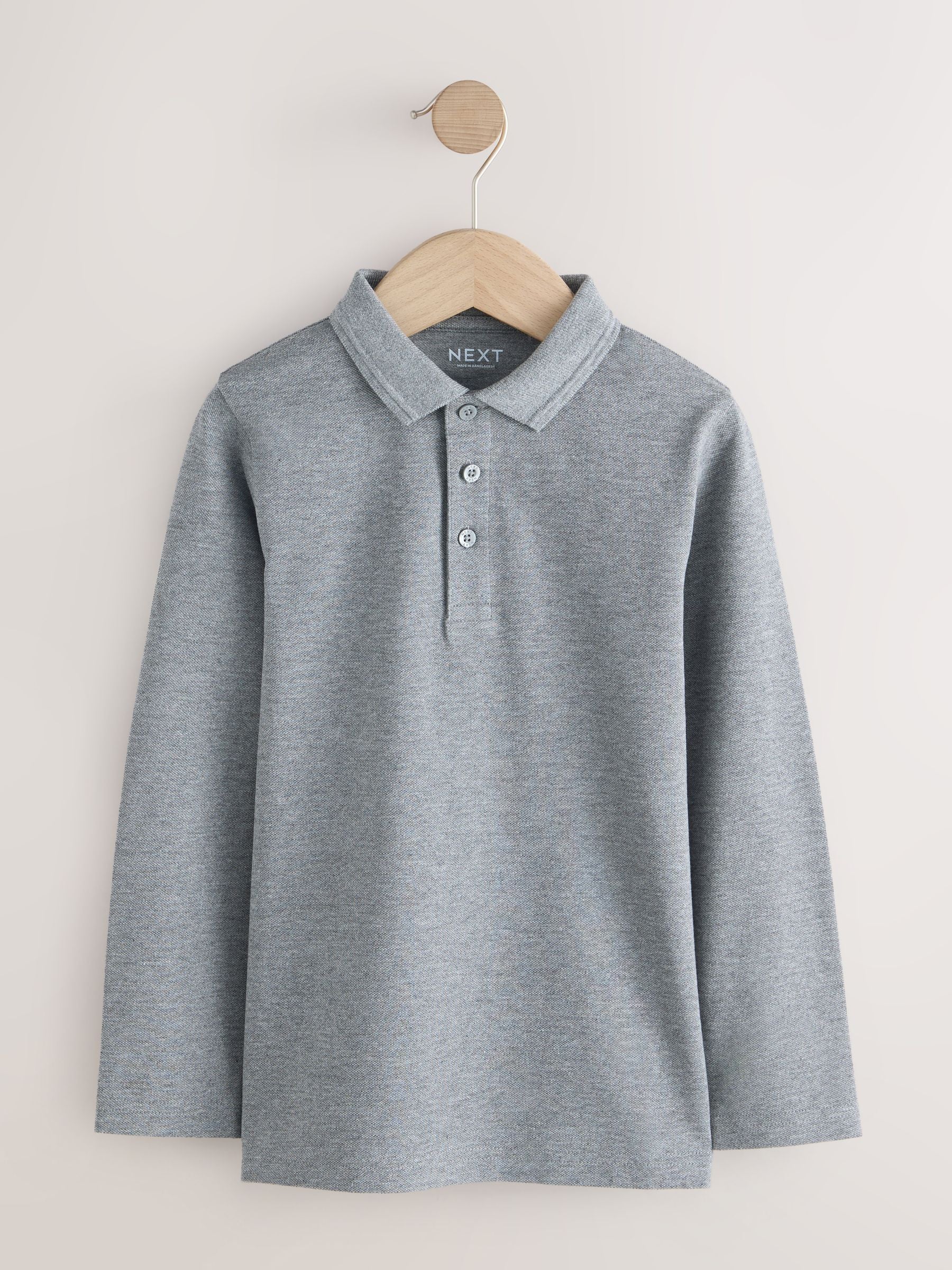 Dsiney Kidz - Grey Long Sleeve School Polo Shirts 2 Pack (3-16yrs) image 2