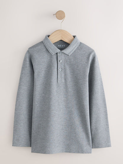Dsiney Kidz - Grey Long Sleeve School Polo Shirts 2 Pack (3-16yrs) image 2