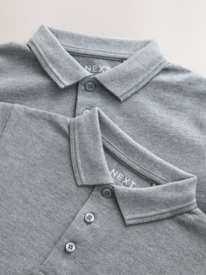 Dsiney Kidz - Grey Long Sleeve School Polo Shirts 2 Pack (3-16yrs) image 6
