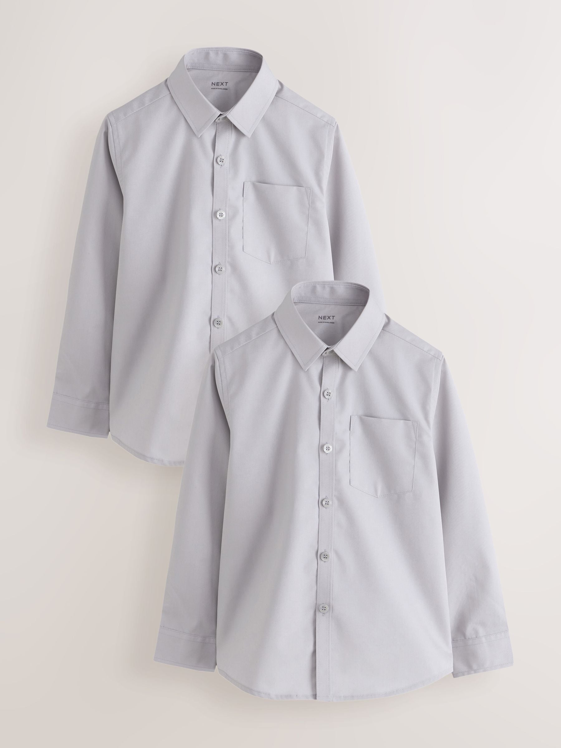 Dsiney Kidz - Grey Regular Fit Long Sleeve School 2 Pack Shirts (3-17yrs) image 1