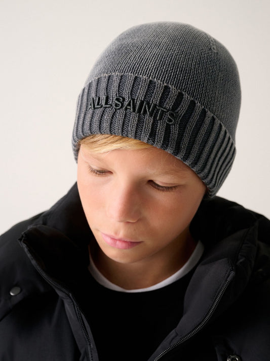 smALLSAINTS Washed grey Underground Knitted Logo Beanie - image 1