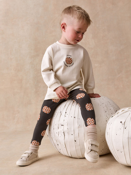White Halloween Pumpkin Graphic Printed Top and Legging Set (3mths-7yrs) image 1