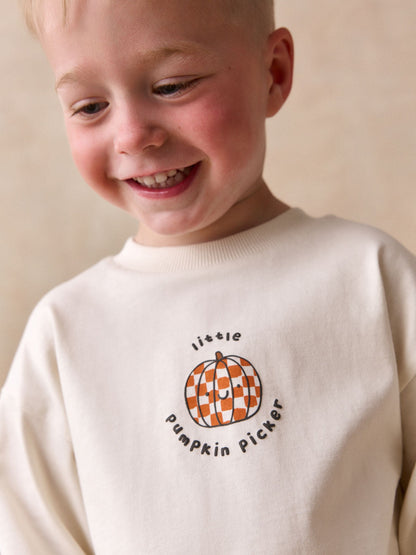White Halloween Pumpkin Graphic Printed Top and Legging Set (3mths-7yrs) image 4