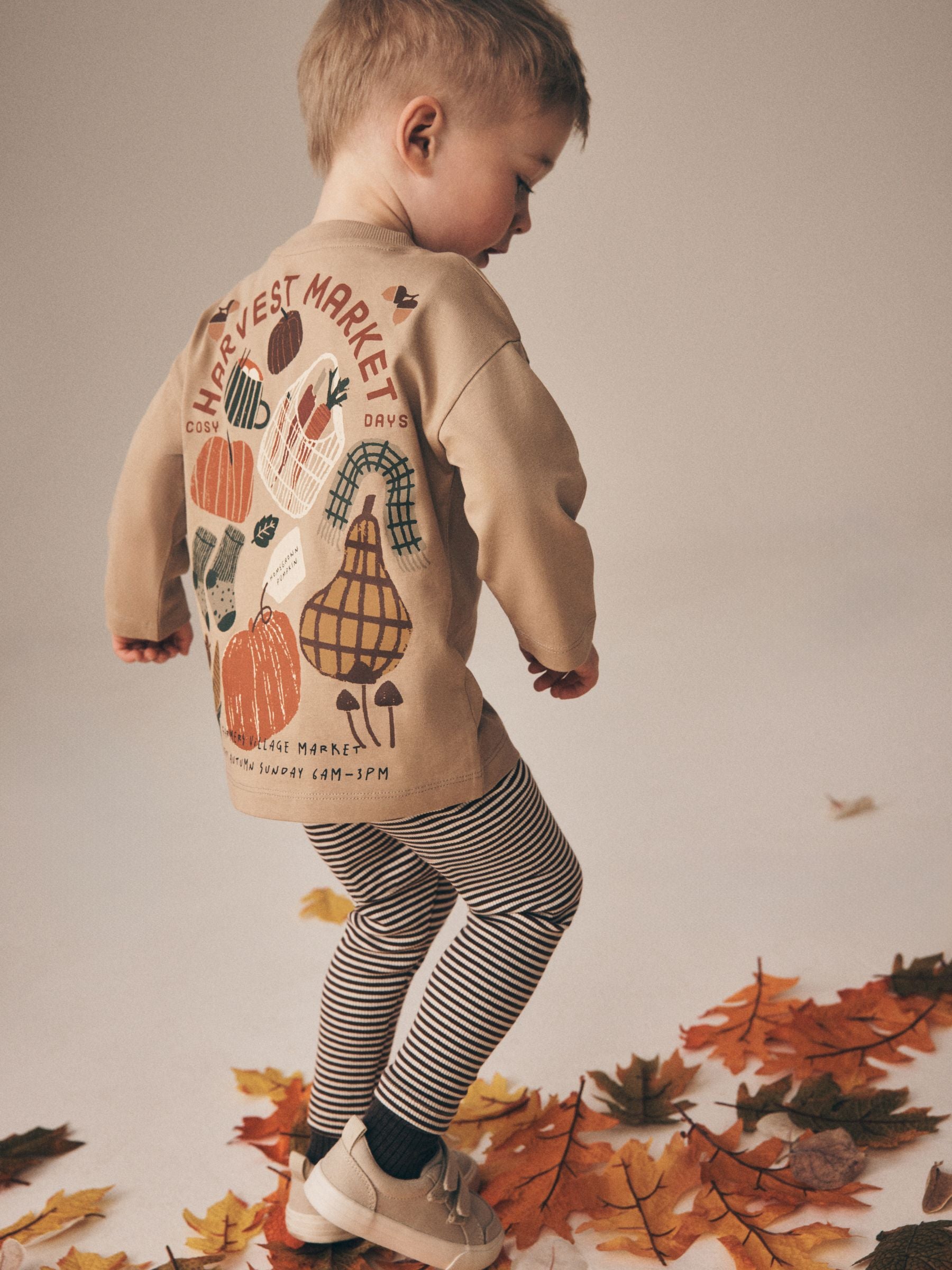 Cream Harvest Market Graphic Printed Top and Legging Set (3mths-7yrs) image 1