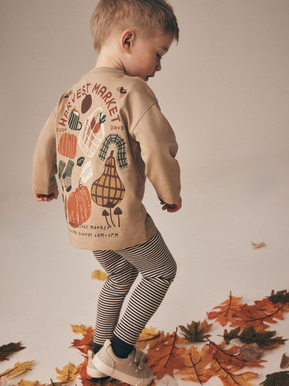 Cream Harvest Market Graphic Printed Top and Legging Set (3mths-7yrs) image 1