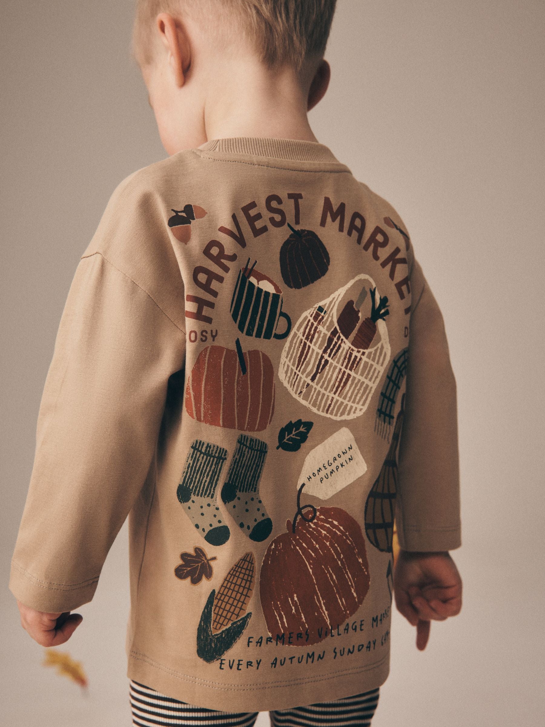 Cream Harvest Market Graphic Printed Top and Legging Set (3mths-7yrs) image 3