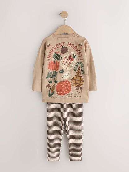 Cream Harvest Market Graphic Printed Top and Legging Set (3mths-7yrs) image 7