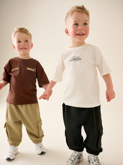 Brown/Cream T-Shirt & Joggers Set 4 Peice (3mths-7yrs) image 2