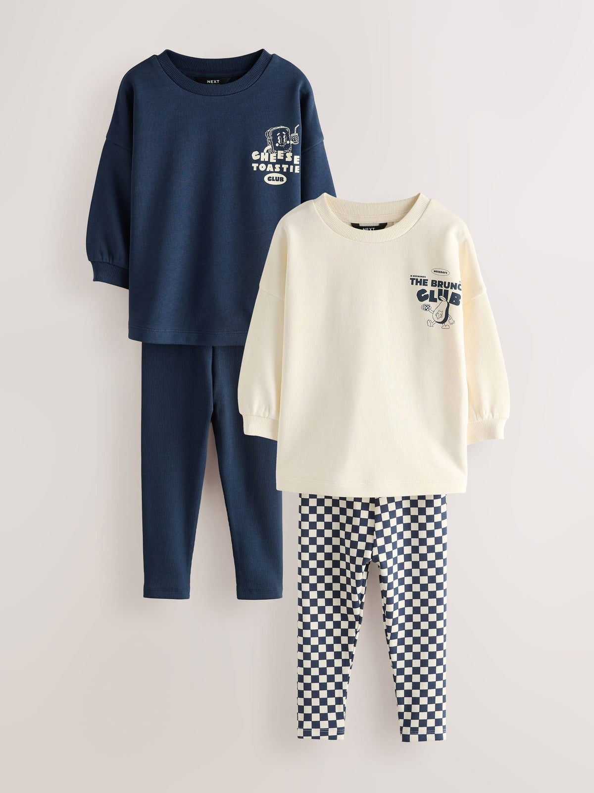 Dsiney Kidz - Navy/White Brunch Club Graphic Printed Top and Leggings Set 2 Pack (3mths-7yrs) image 5