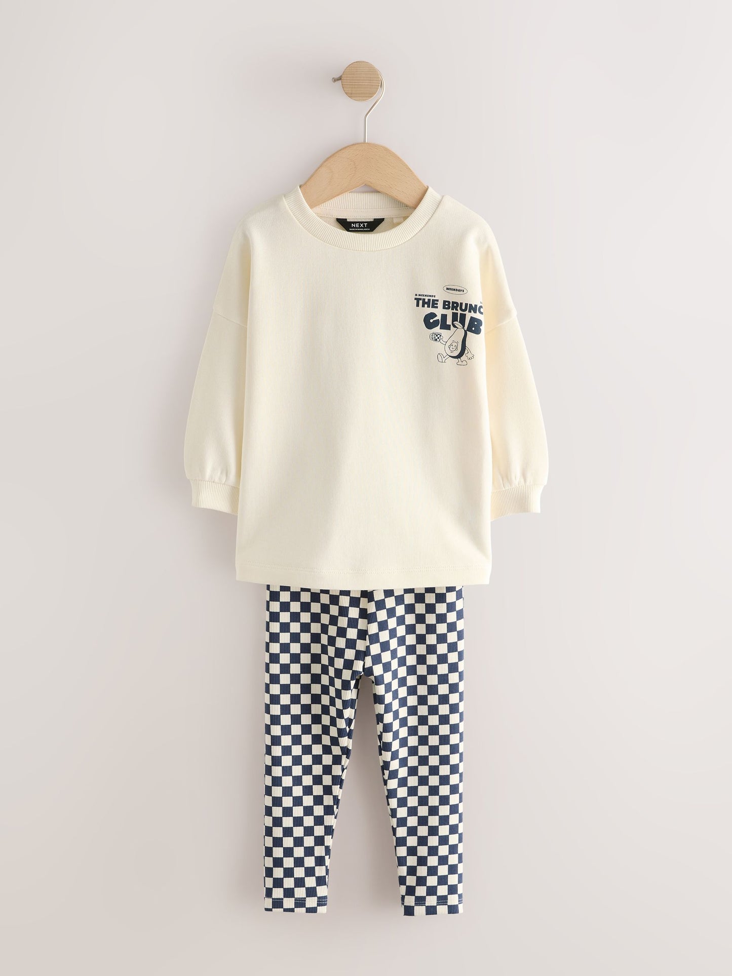 Dsiney Kidz - Navy/White Brunch Club Graphic Printed Top and Leggings Set 2 Pack (3mths-7yrs) image 6