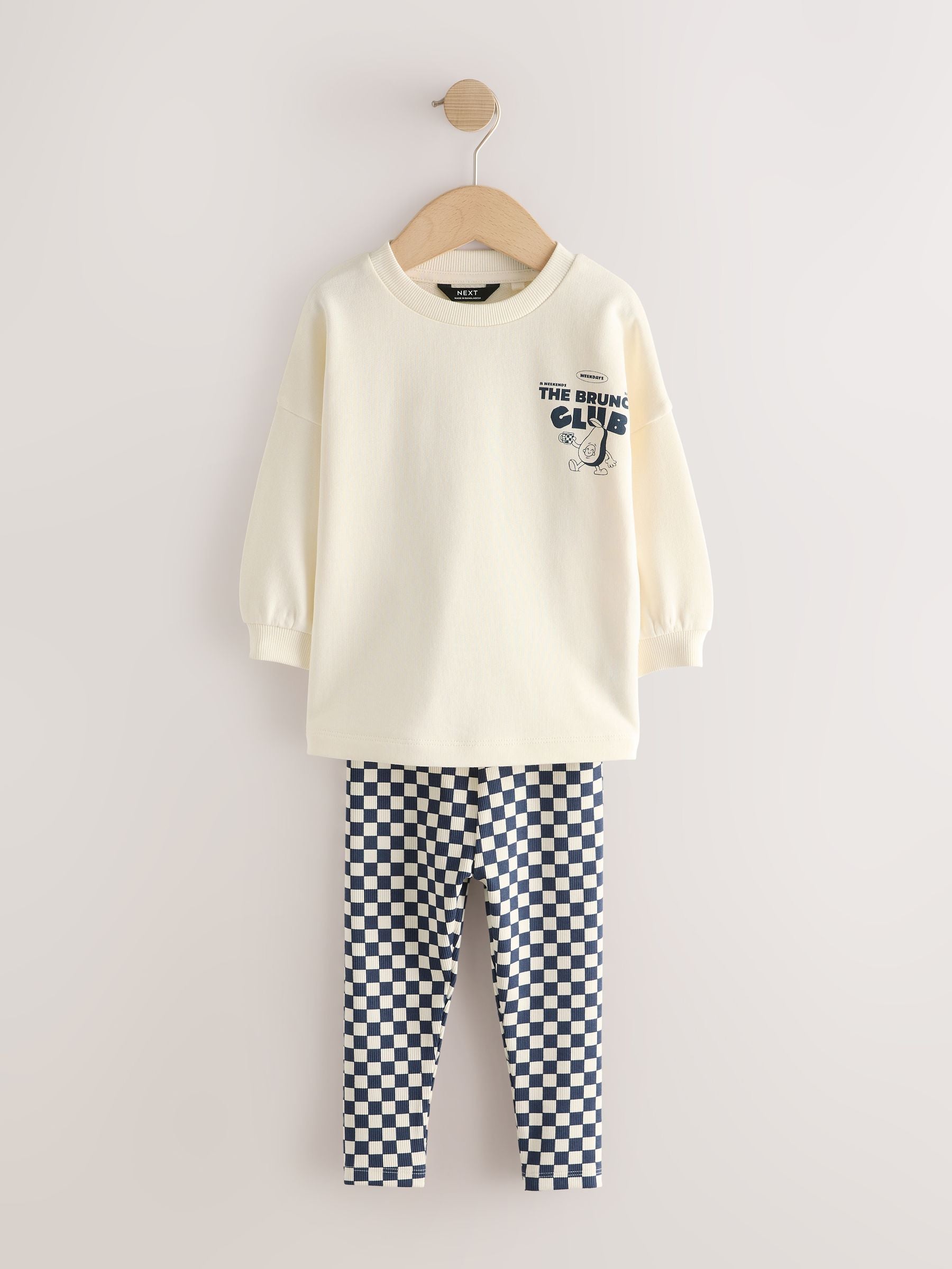 Dsiney Kidz - Navy/White Brunch Club Graphic Printed Top and Leggings Set 2 Pack (3mths-7yrs) image 6