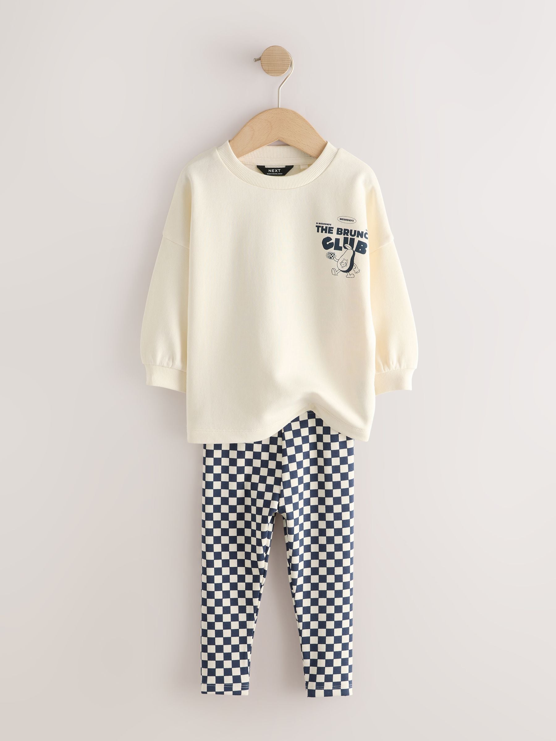 Dsiney Kidz - Navy/White Brunch Club Graphic Printed Top and Leggings Set 2 Pack (3mths-7yrs) image 7