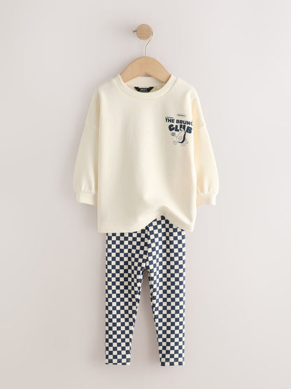 Dsiney Kidz - Navy/White Brunch Club Graphic Printed Top and Leggings Set 2 Pack (3mths-7yrs) image 7