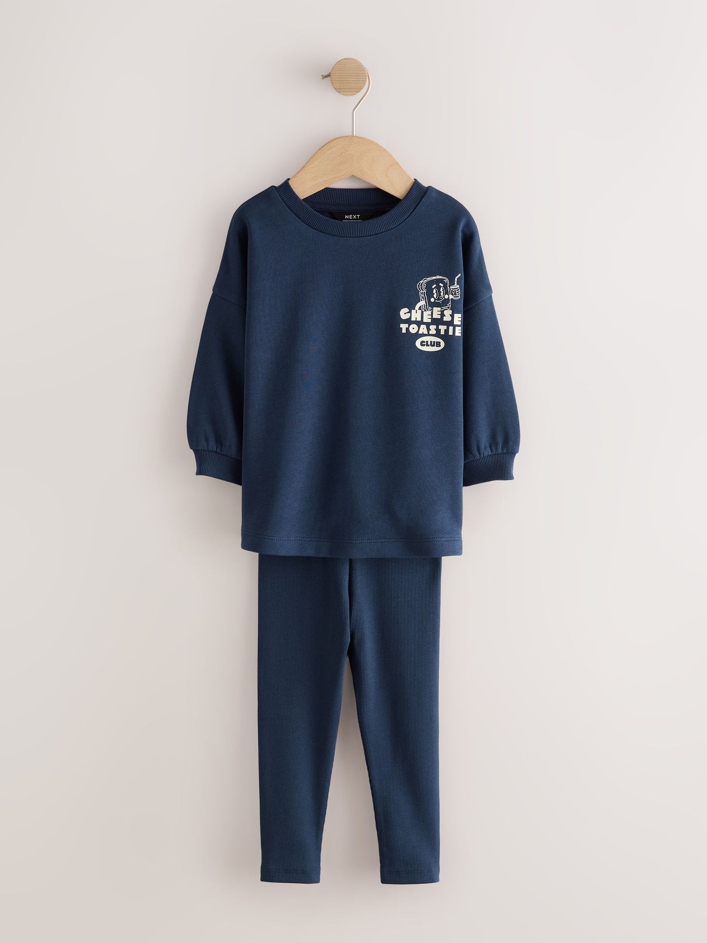 Dsiney Kidz - Navy/White Brunch Club Graphic Printed Top and Leggings Set 2 Pack (3mths-7yrs) image 8