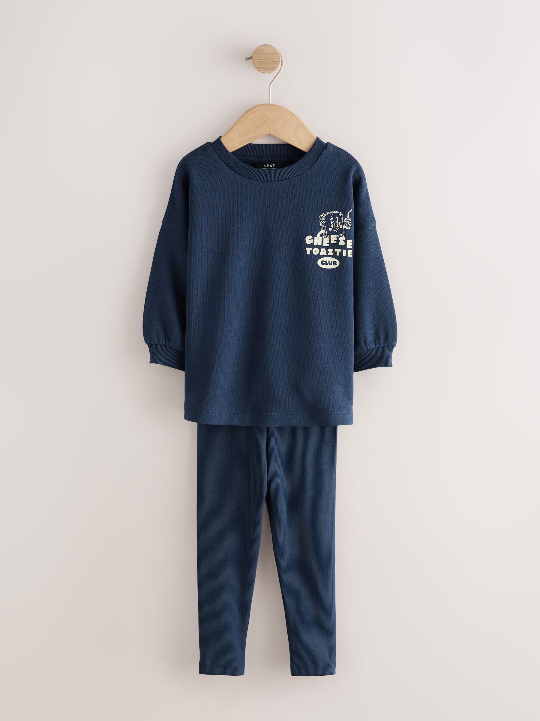 Dsiney Kidz - Navy/White Brunch Club Graphic Printed Top and Leggings Set 2 Pack (3mths-7yrs) image 8