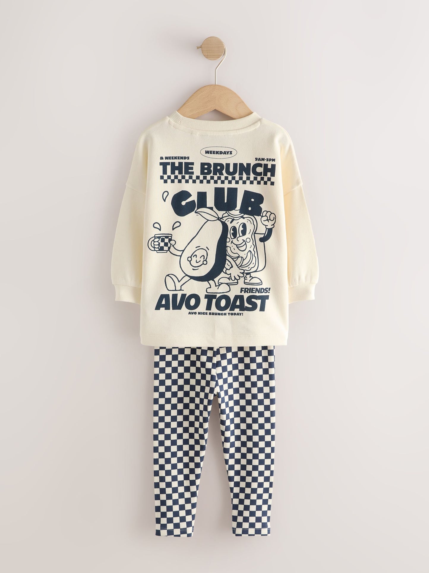 Dsiney Kidz - Navy/White Brunch Club Graphic Printed Top and Leggings Set 2 Pack (3mths-7yrs) image 9