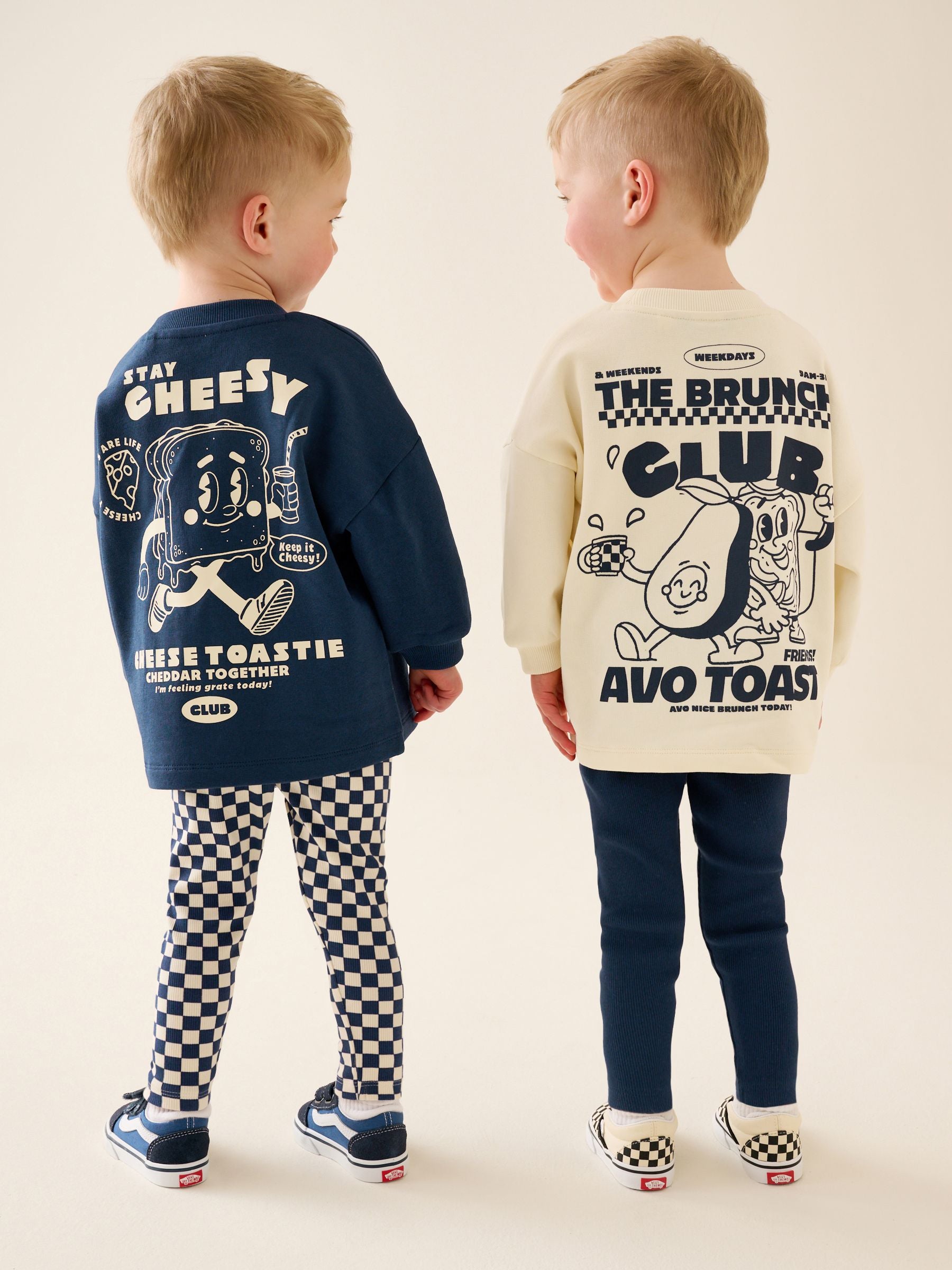 Dsiney Kidz - Navy/White Brunch Club Graphic Printed Top and Leggings Set 2 Pack (3mths-7yrs) image 1