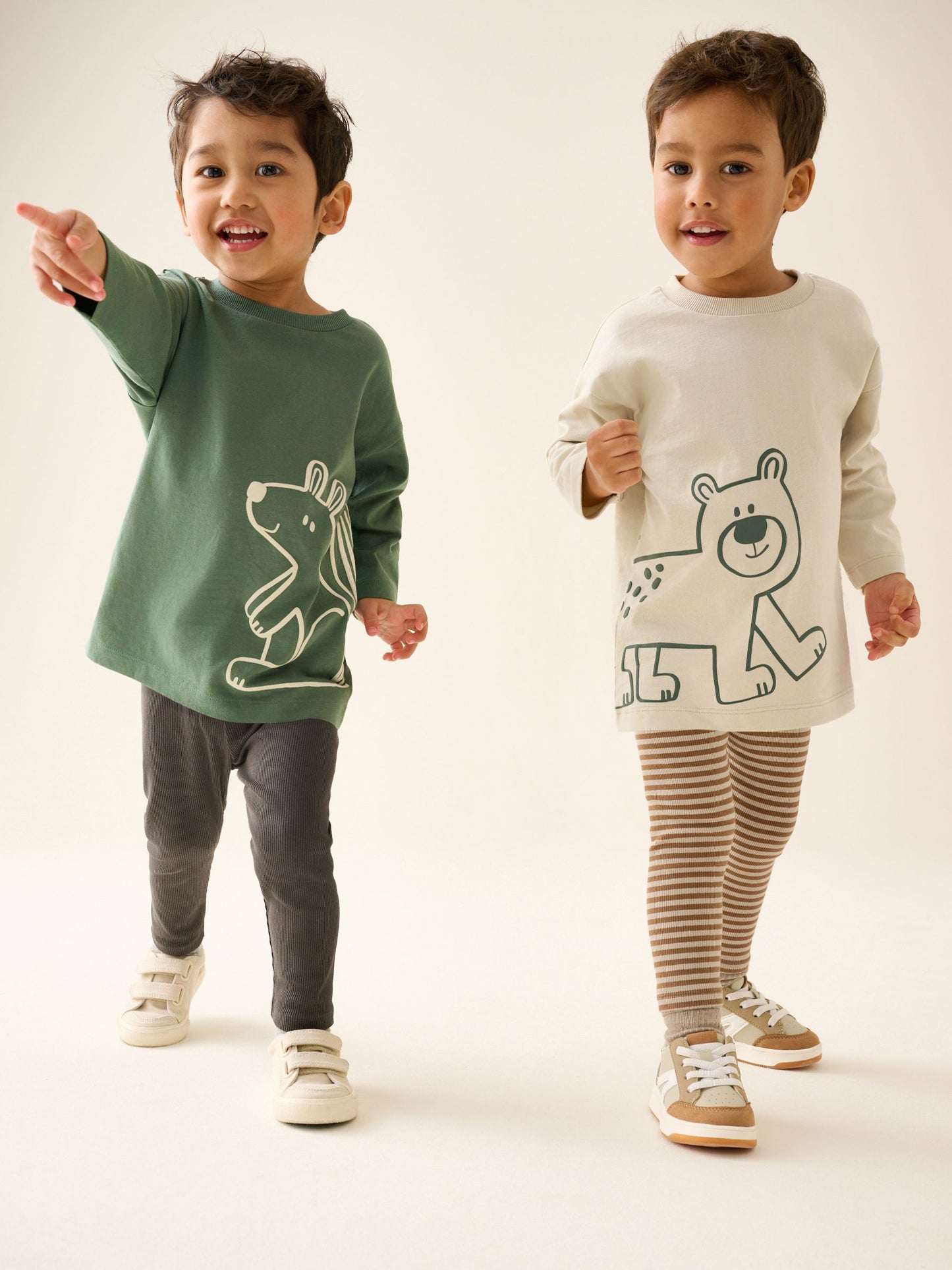 Brown/Cream Woodland Graphic Printed Top and Leggings Set 2 Pack (3mths-7yrs) image 1