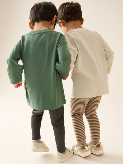 Brown/Cream Woodland Graphic Printed Top and Leggings Set 2 Pack (3mths-7yrs) image 4