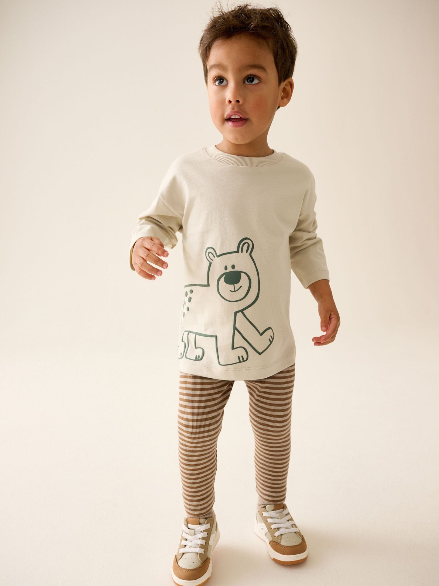Brown/Cream Woodland Graphic Printed Top and Leggings Set 2 Pack (3mths-7yrs) image 5