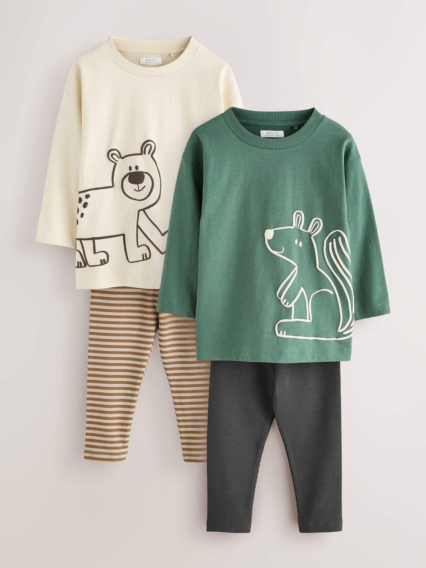 Brown/Cream Woodland Graphic Printed Top and Leggings Set 2 Pack (3mths-7yrs) image 7