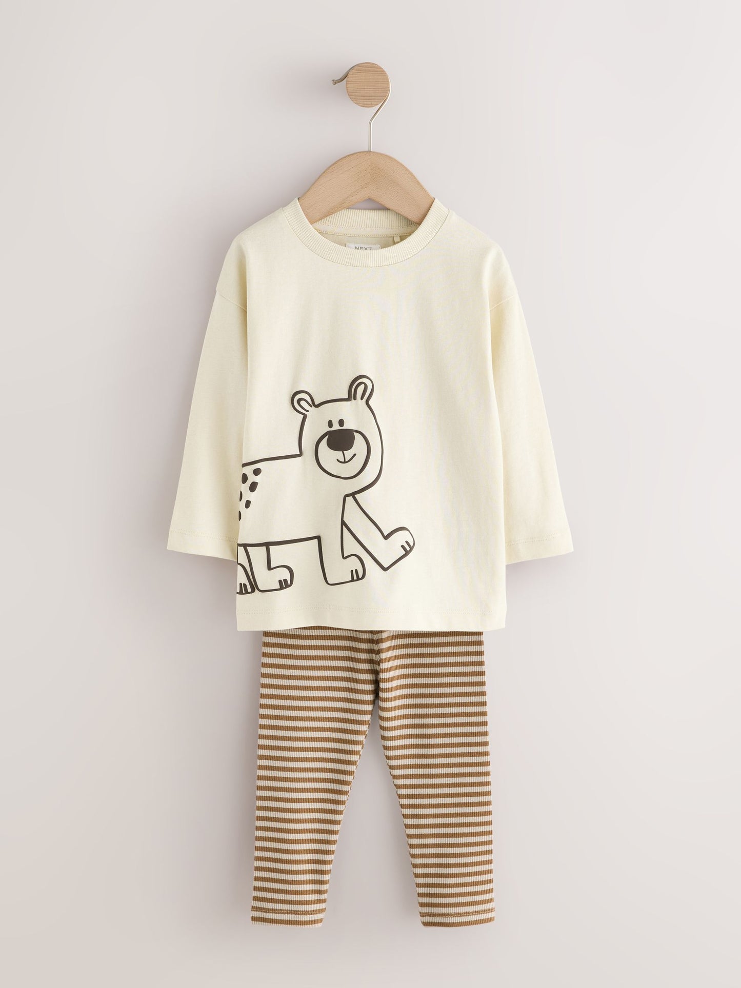 Brown/Cream Woodland Graphic Printed Top and Leggings Set 2 Pack (3mths-7yrs) image 8