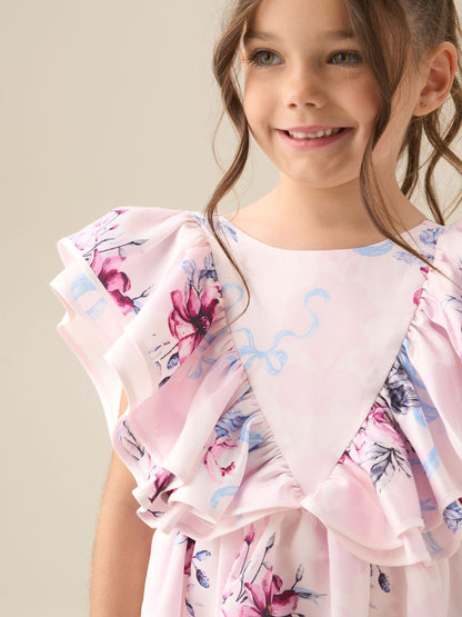 Angel & Rocket White Emillie Print Fill Sleeve Dress image 4