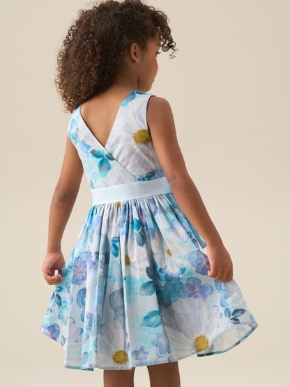 Angel & Rocket Blue Elisa Print Bow Waist Dress image 3