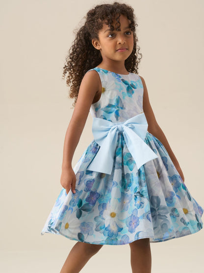 Angel & Rocket Blue Elisa Print Bow Waist Dress image 4