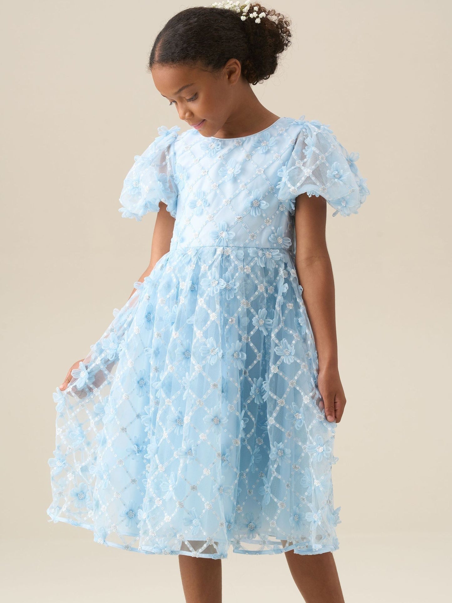 Angel & Rocket Blue Francine Embellished Puff Sleeve Dress image 1