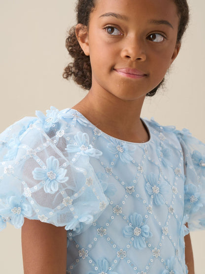 Angel & Rocket Blue Francine Embellished Puff Sleeve Dress image 3