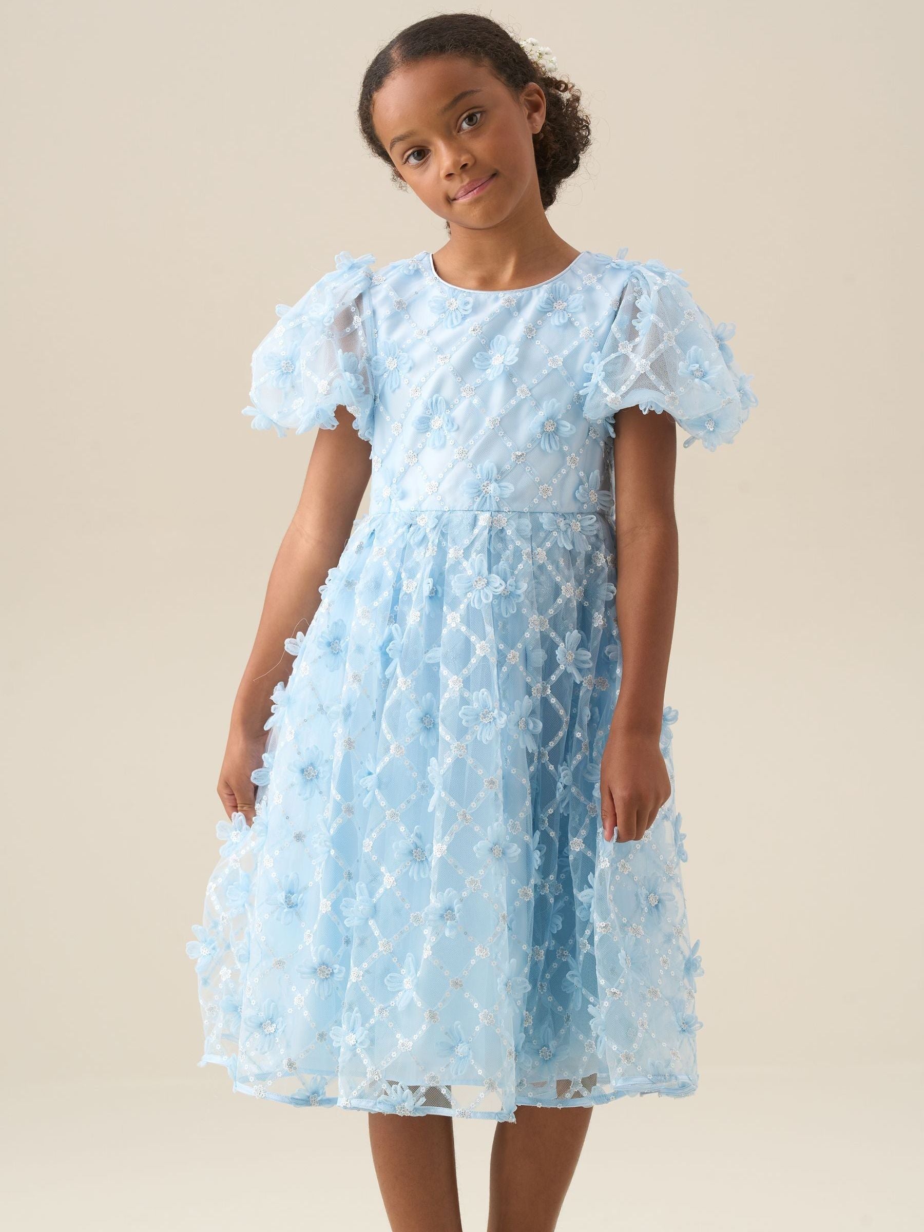 Angel & Rocket Blue Francine Embellished Puff Sleeve Dress image 4