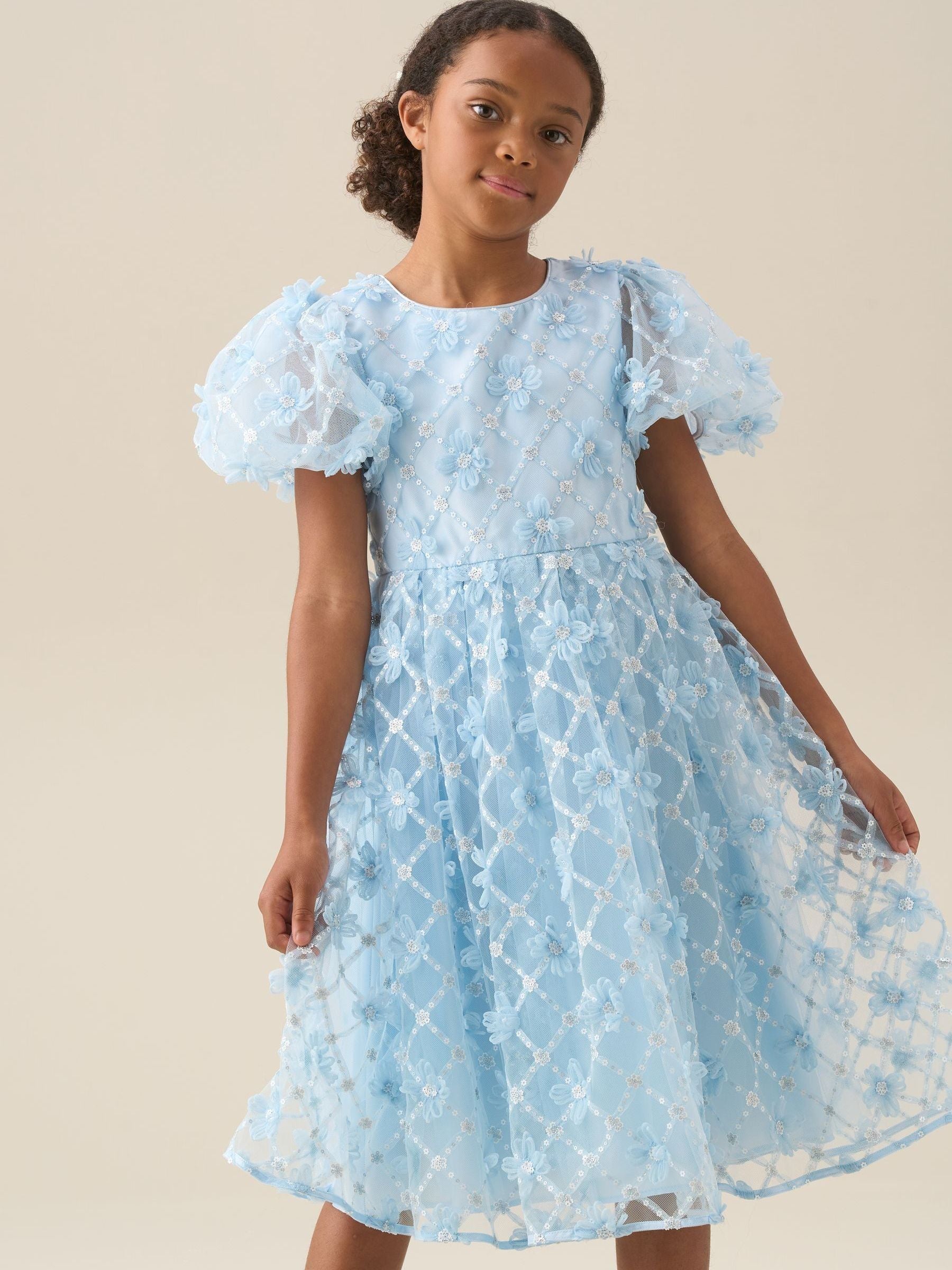 Angel & Rocket Blue Francine Embellished Puff Sleeve Dress image 5