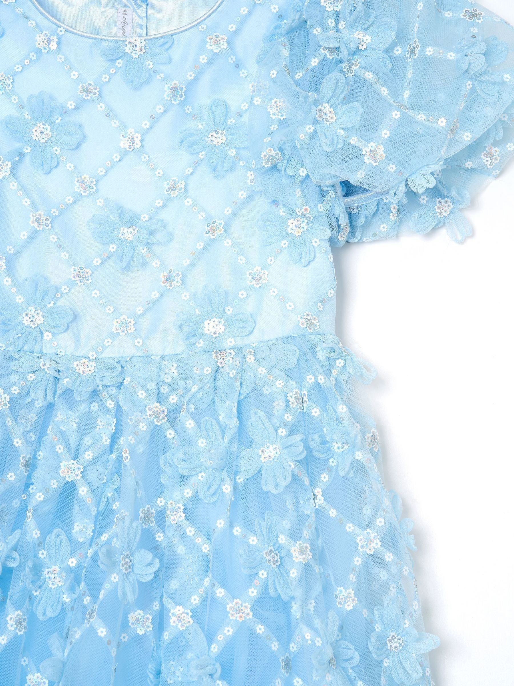 Angel & Rocket Blue Francine Embellished Puff Sleeve Dress image 8