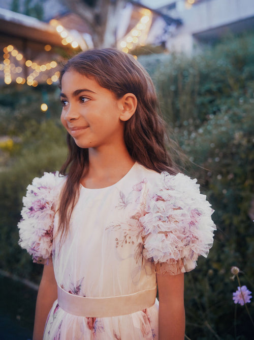 Dsiney Kidz - Angel & Rocket Pink Florence Blush Ruffle Sleeve Mesh Dress image 1
