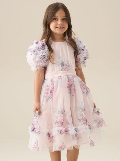 Dsiney Kidz - Angel & Rocket Pink Florence Blush Ruffle Sleeve Mesh Dress image 10