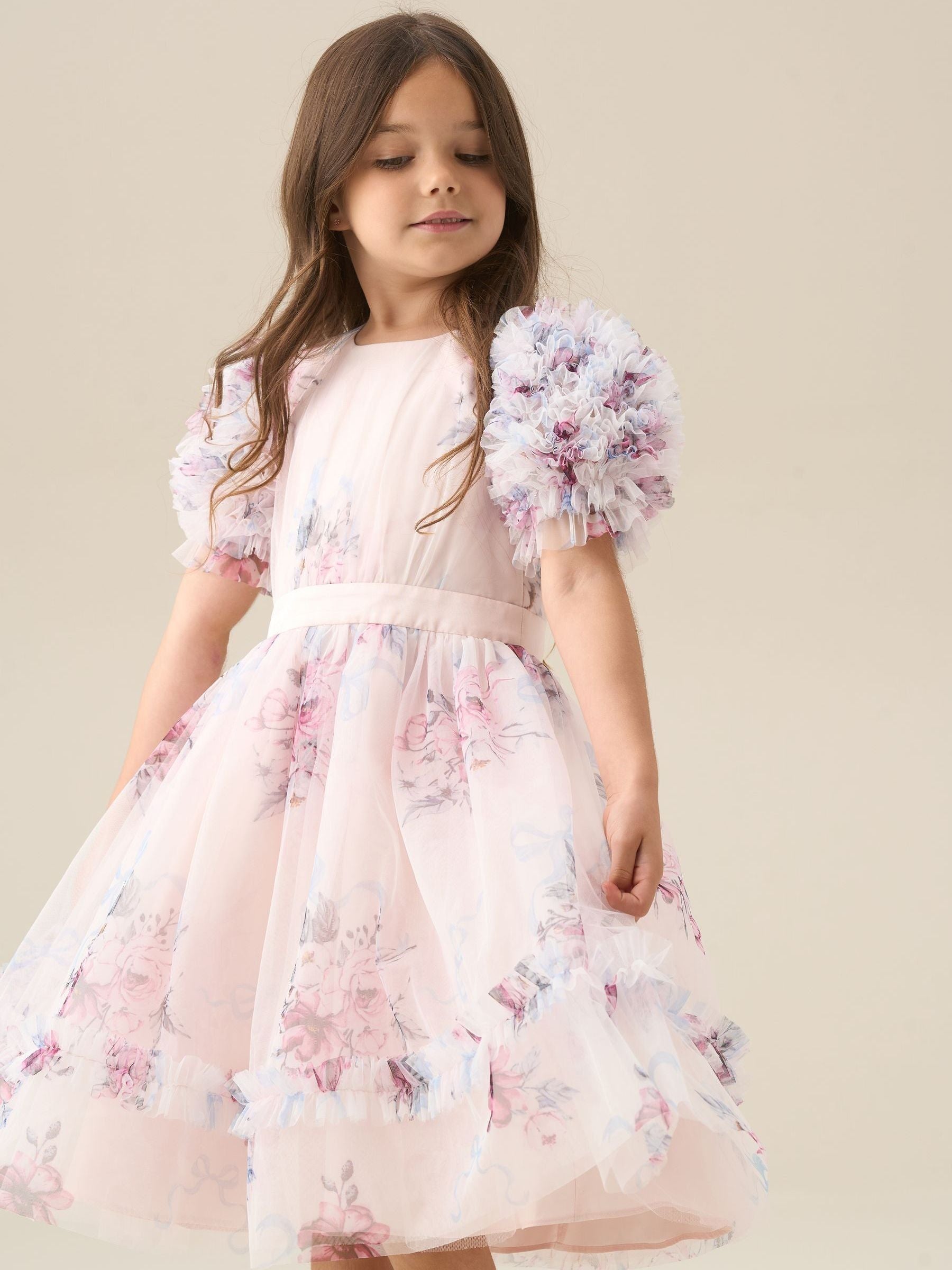 Angel & Rocket Pink Florence Blush Ruffle Sleeve Mesh Dress image 12