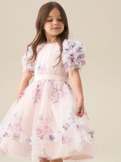 Angel & Rocket Pink Florence Blush Ruffle Sleeve Mesh Dress image 12