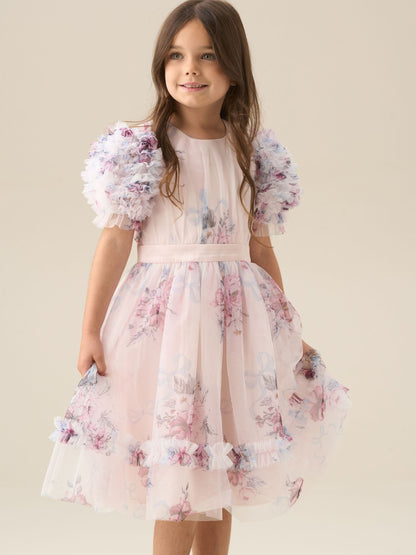 Dsiney Kidz - Angel & Rocket Pink Florence Blush Ruffle Sleeve Mesh Dress image 13