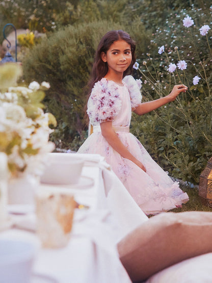 Angel & Rocket Pink Florence Blush Ruffle Sleeve Mesh Dress image 4