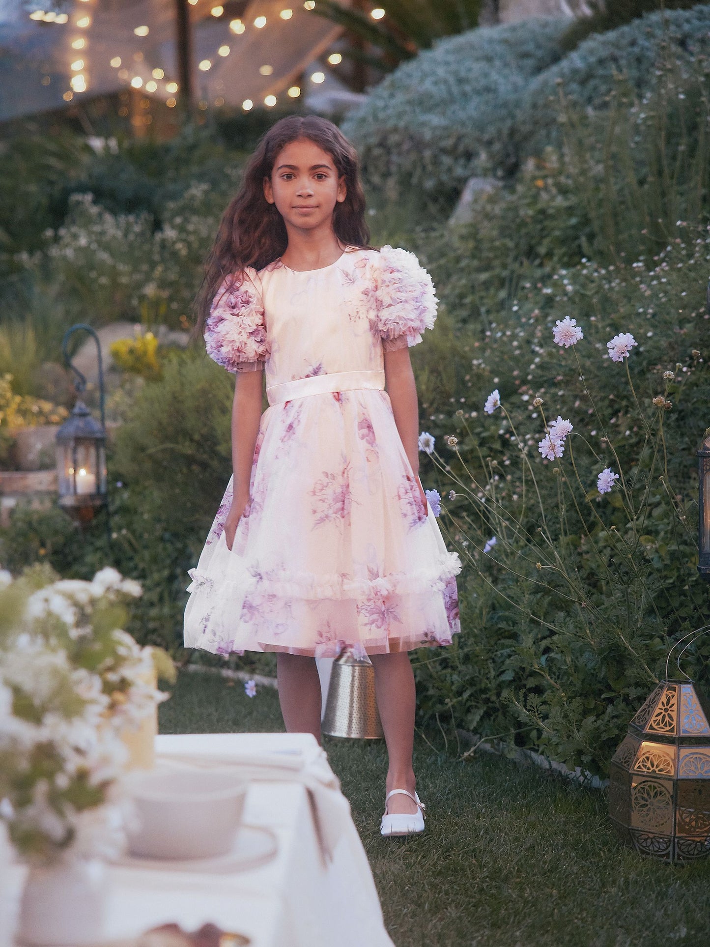 Angel & Rocket Pink Florence Blush Ruffle Sleeve Mesh Dress image 5