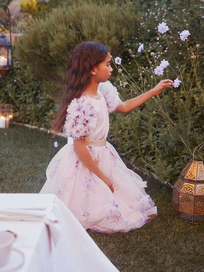 Angel & Rocket Pink Florence Blush Ruffle Sleeve Mesh Dress image 7