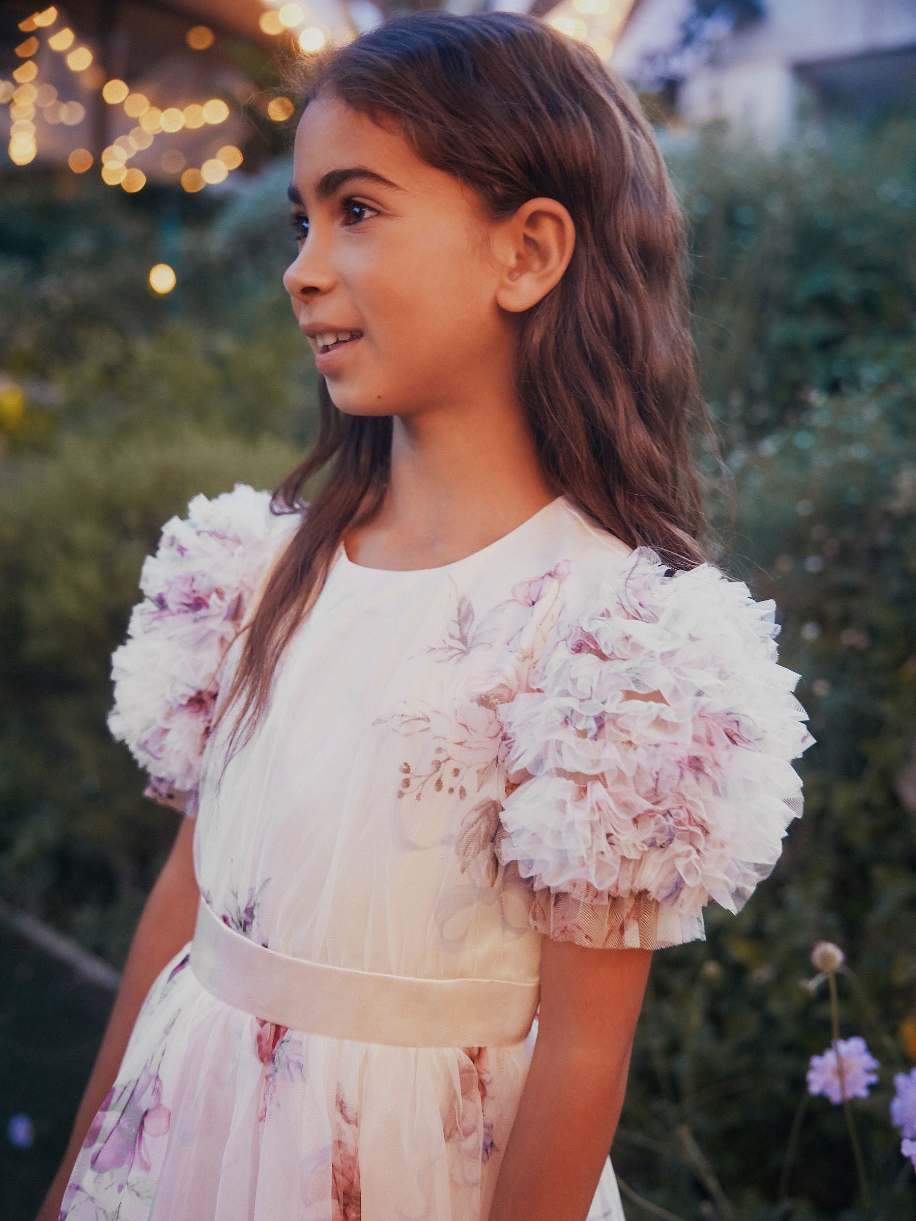 Angel & Rocket Pink Florence Blush Ruffle Sleeve Mesh Dress image 9