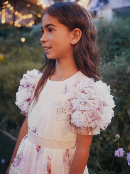 Angel & Rocket Pink Florence Blush Ruffle Sleeve Mesh Dress image 9