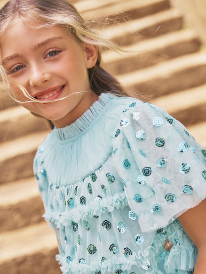 Angel & Rocket Green Bea Mesh Frill Dress image 3