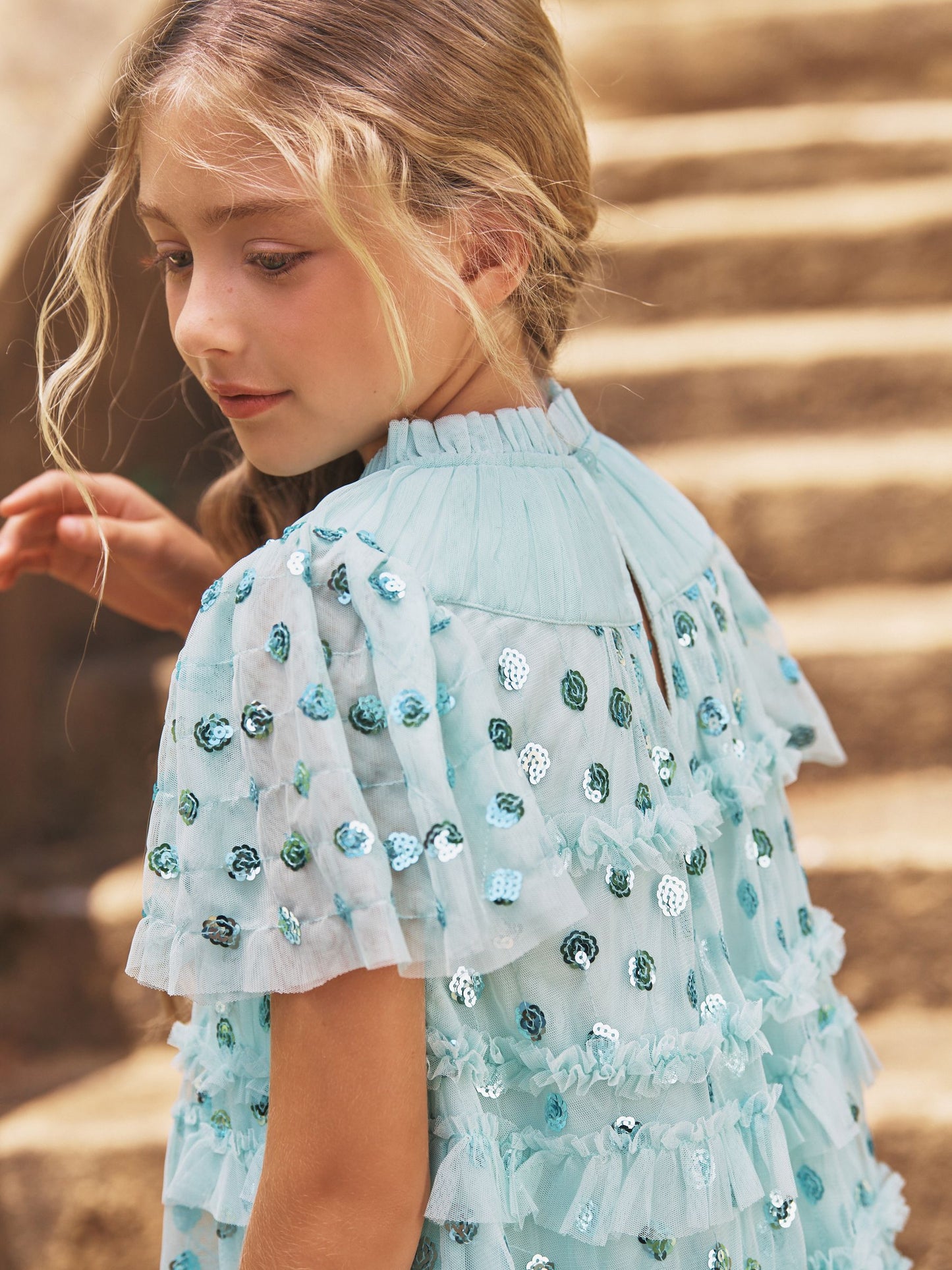 Angel & Rocket Green Bea Mesh Frill Dress image 4