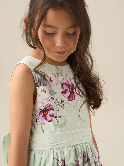 Angel & Rocket Green Elisa Print Bow Waist Dress image 3