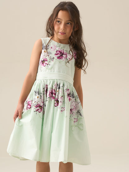 Angel & Rocket Green Elisa Print Bow Waist Dress image 4