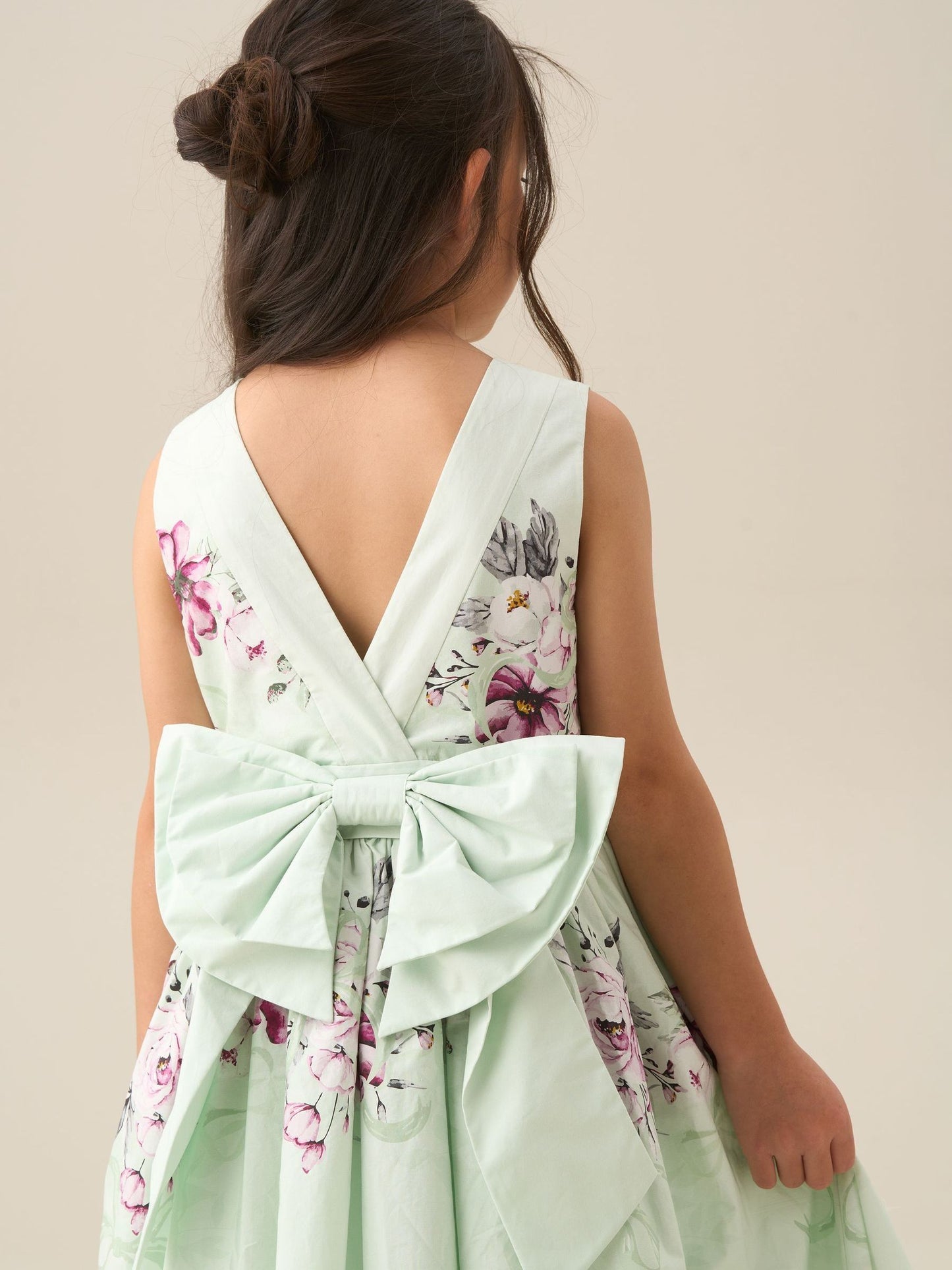 Angel & Rocket Green Elisa Print Bow Waist Dress image 5